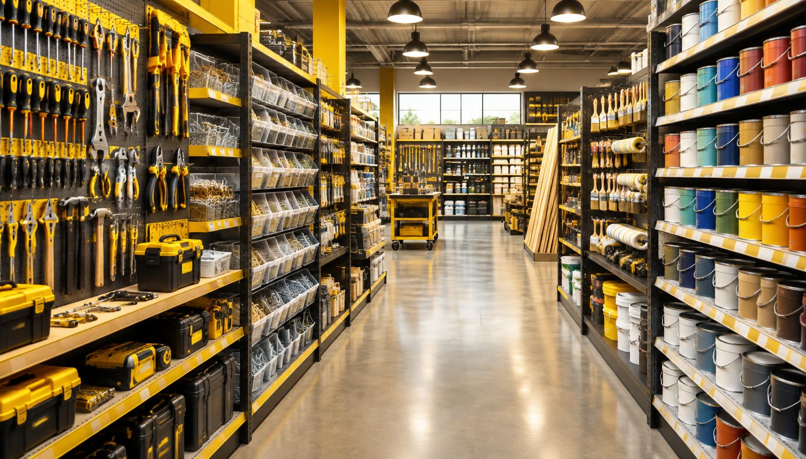Fraivan Services aisle stocked with tools and hardware