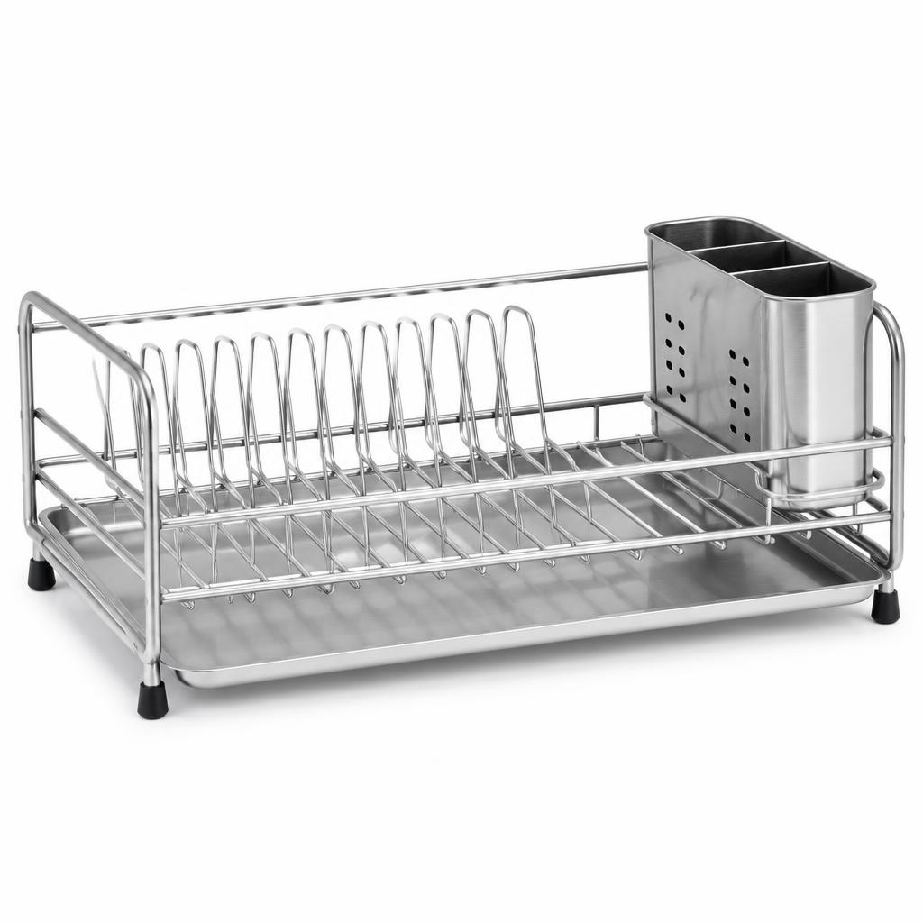 Stainless Steel Dish Drying Rack with Utensil Holder
