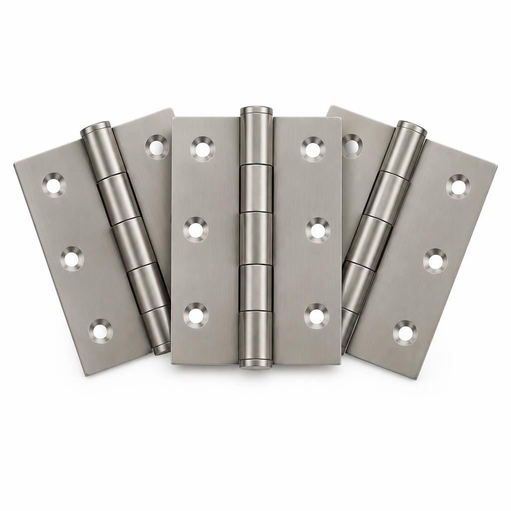 Satin Nickel Door Hinges 3-1/2 in., 6-Pack
