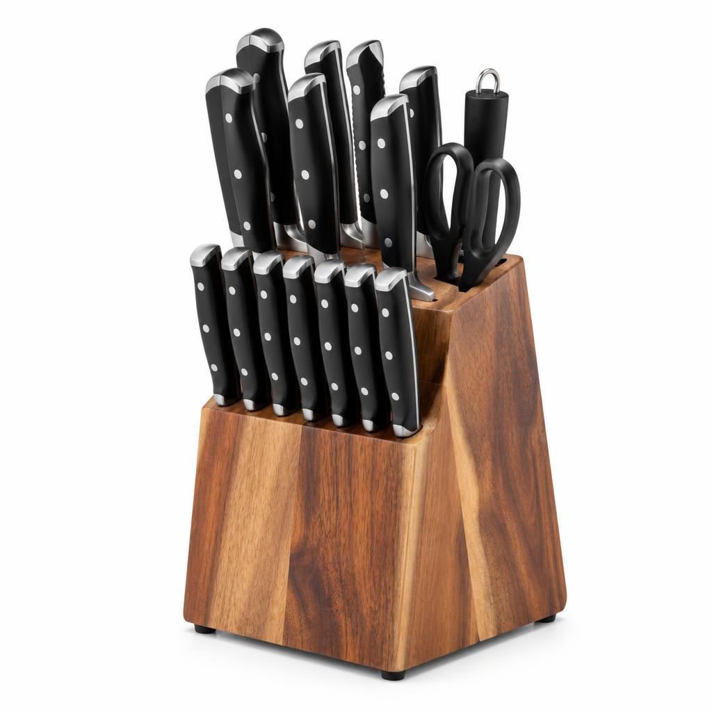 15-Piece Kitchen Knife Set with Acacia Block