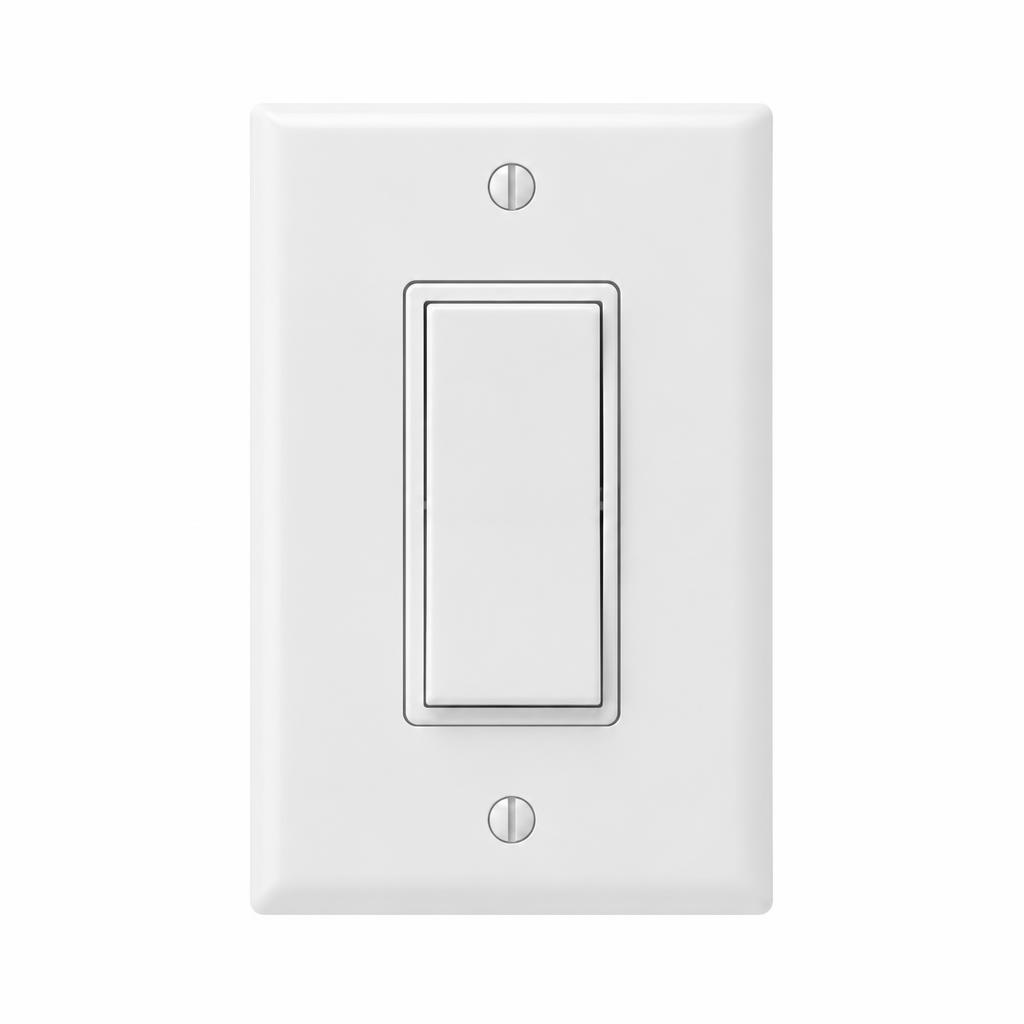 15 Amp Decorator Rocker Light Switch with Plate, White