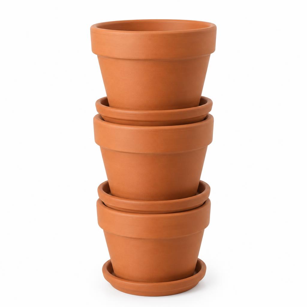 Terracotta Planter Pots with Saucers, 3-Pack