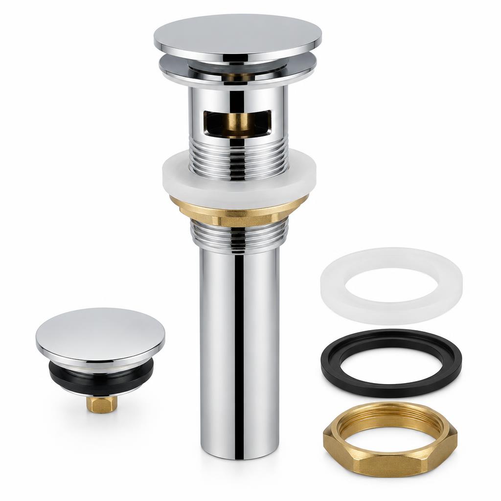 Push-Button Pop-Up Bathroom Sink Drain, Chrome